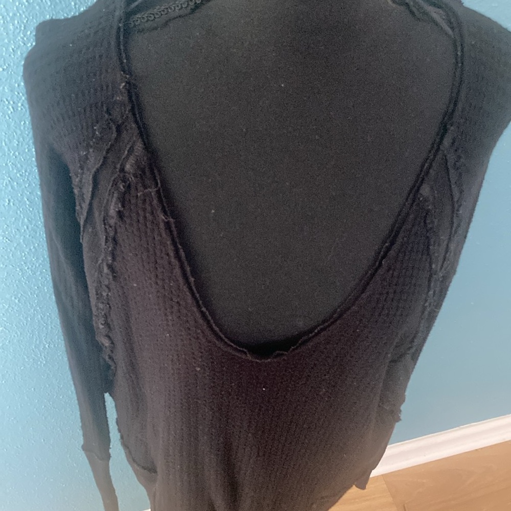 We the Free- Black ribbed long sleeve shirt.